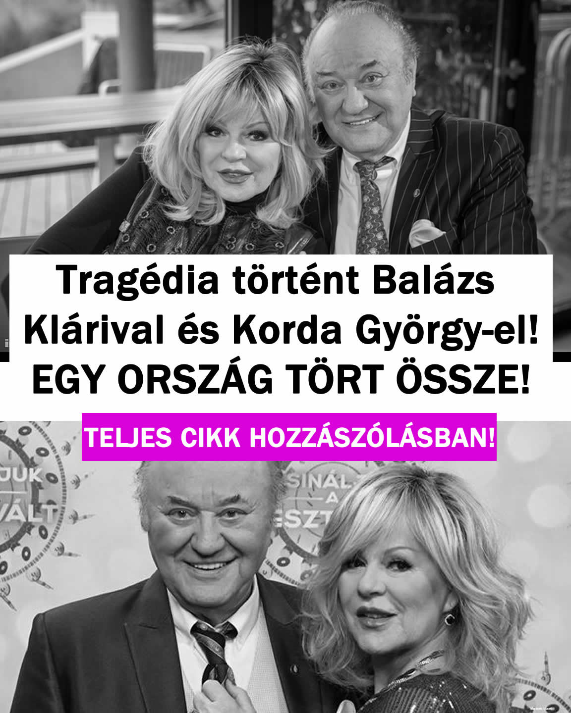 Tragédia történt Klárival és Korda Györggyel!